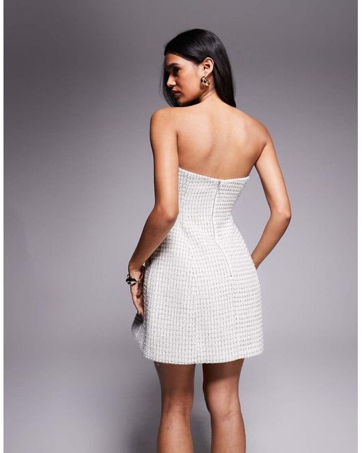 Bardot Gray Florine Boucle Strapless Tailored Mini Dress