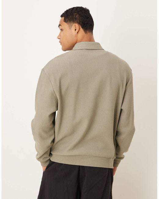 ASOS Gray Relaxed Ribbed Polo for men