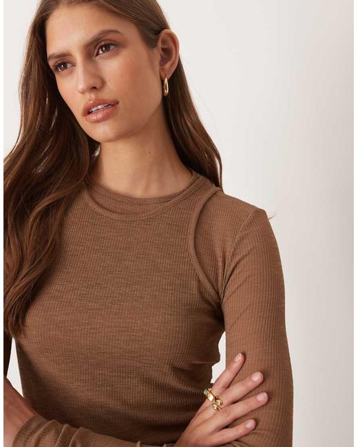 ASOS Blue Double Layer Long Sleeve Top