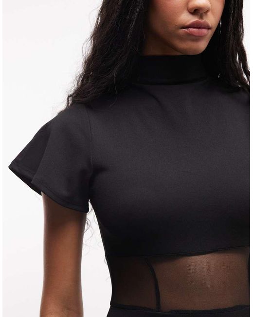 ASOS White Maxi Dress With Mesh Corset Seam Detail