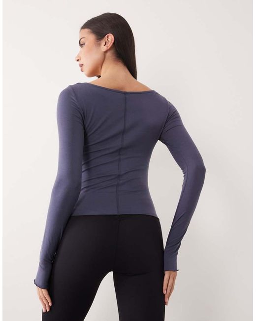 Gina Tricot Blue Soft Layering Yoga Top