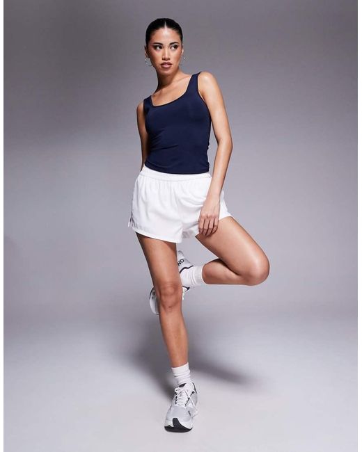 Pantaloncini Da Running Molto Corti A Vita Alta Bianchi Foderati di 4505 in Blue