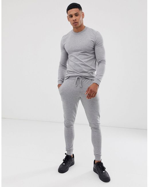 ASOS Gray Muscle Tracksuit for men