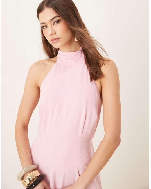 Pretty Lavish Pink Drop Waist Crepe Midaxi Dress