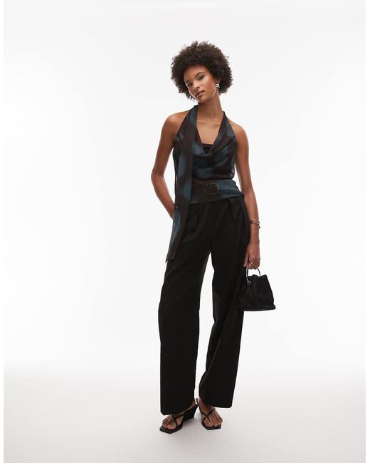 ASOS Black Cowl Scarf Detail Cami Co-Ord