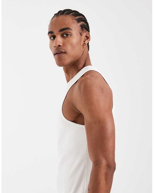 ASOS White Super Heavyweight Muscle Fit Vest With High Scoop for men