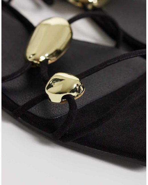 Glamorous Metallic Flat Sandals With Molten Detailing