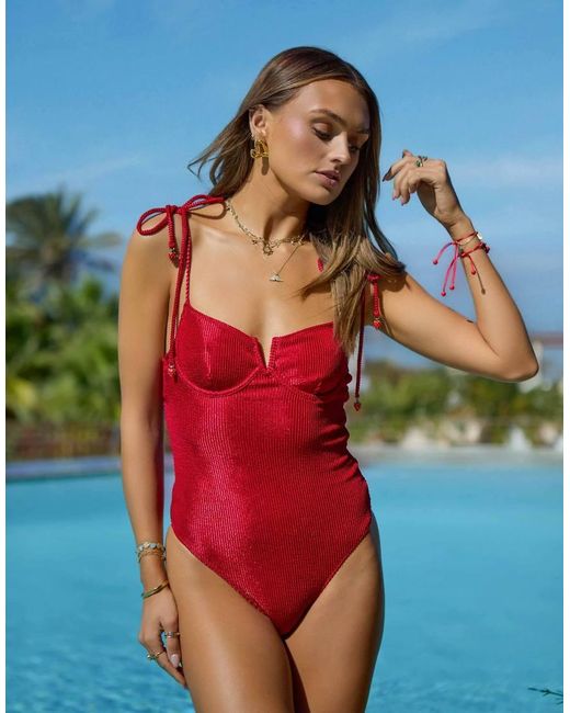 South Beach Blue X Misha Grimes Crinkle Underwire Swimsuit