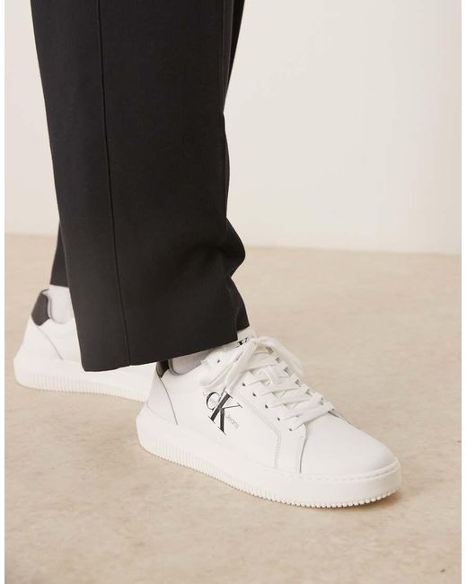 Calvin Klein White Chunky Cupsole Leather Trainers for men