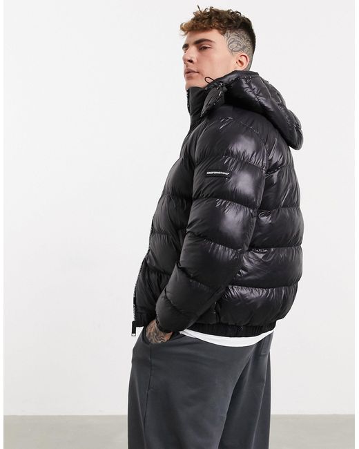 Good For Nothing Synthetic High Shine Puffer With Hood in Black for Men |  Lyst Canada