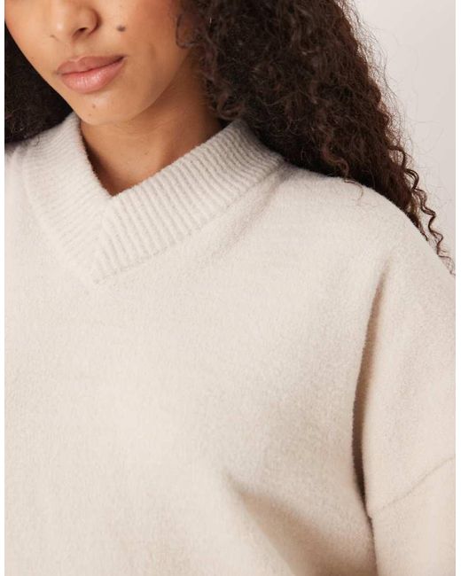 ASOS Natural Oversized Super Soft V Neck Jumper