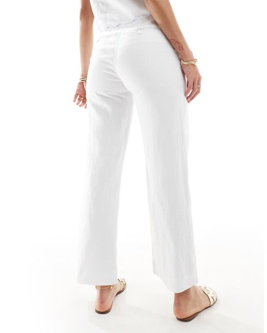 Abercrombie & Fitch White Linen Blend Sloane Trouser