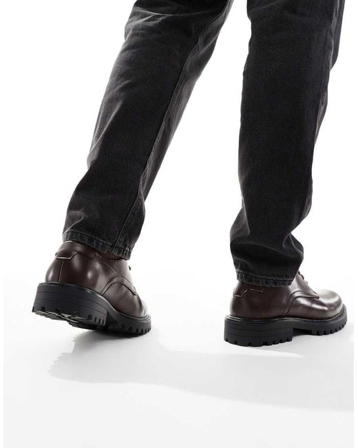 SEQWL Black Calvin Chunky Lace Up Derby Shoes for men