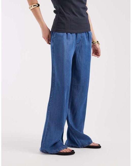 Object Blue Wide Leg Chambray Trouser