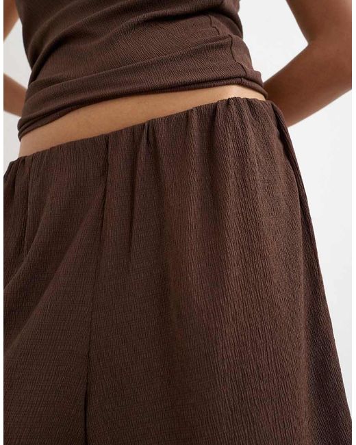 TOPSHOP Brown Crinkle Long Line Board Shorts