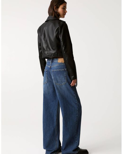 Pull&Bear Black – e bikerjacke aus lederimitat