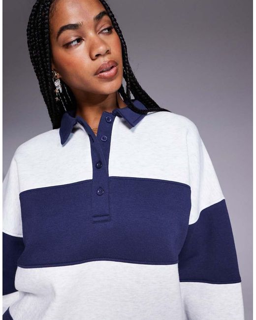 Felpa Stile Polo Da Rugby di Kaiia in Blue