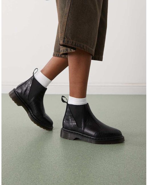Dr. Martens Black Ii Bianca Croco Chelsea Boot