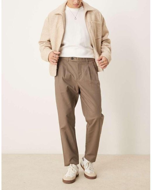 SELECTED Natural Tapered Adam Pleated Trouser for men