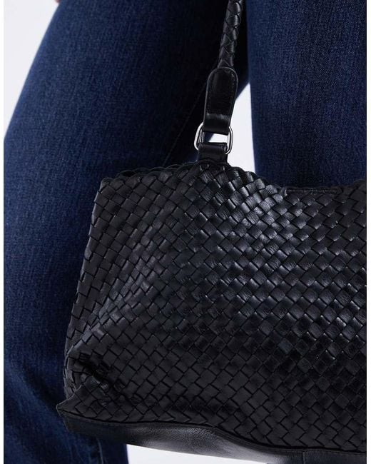 ASOS Black Leather Weave Tote Bag