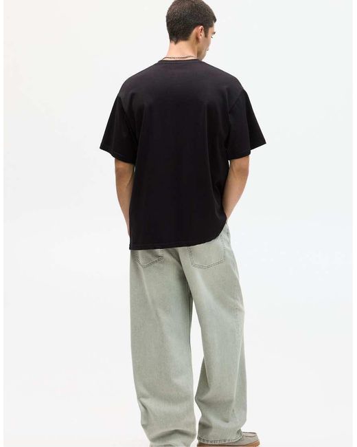 Pull&Bear Black Boxy Oversized T-shirt for men