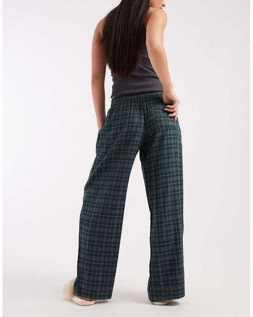 Cotton On Blue Flannel Barrel Leg Lounge Trouser