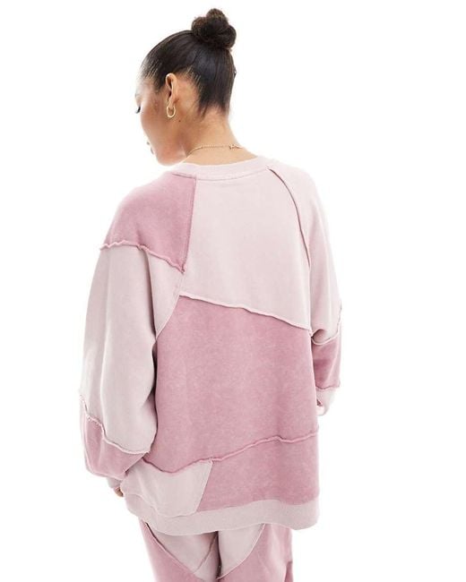 ASOS Pink Co-ord Oversized Sweatshirt With Patchwork Detail