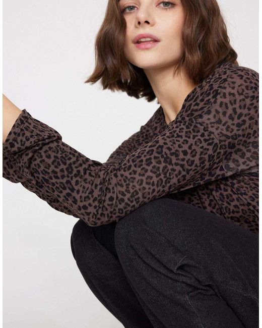 Tezenis Brown Long Sleeve Oversized Viscose Top