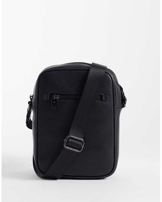Mango Black Classic 100% Leather Cross Boady Bag for men