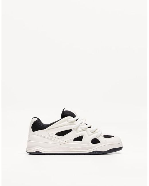 Bershka White Contrast Skate Trainers for men