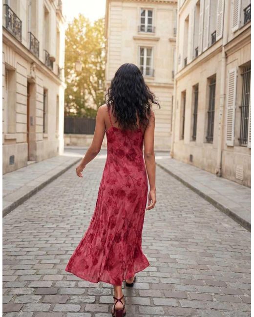 Desigual Red Flocked Strap Dress