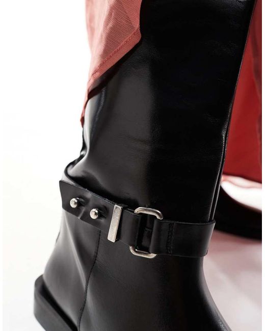 ASOS Black Asos Edition Premium Leather Over The Knee Riding Boots