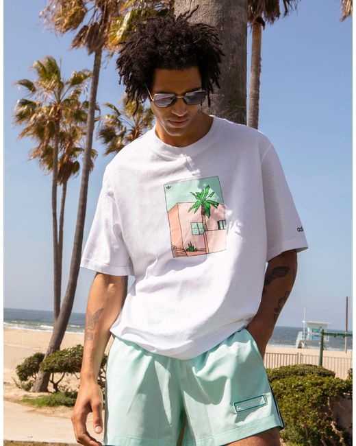 adidas Originals 'summer Club' Oversized T-shirt With Hand Drawn Graphic in  White for Men | Lyst UK