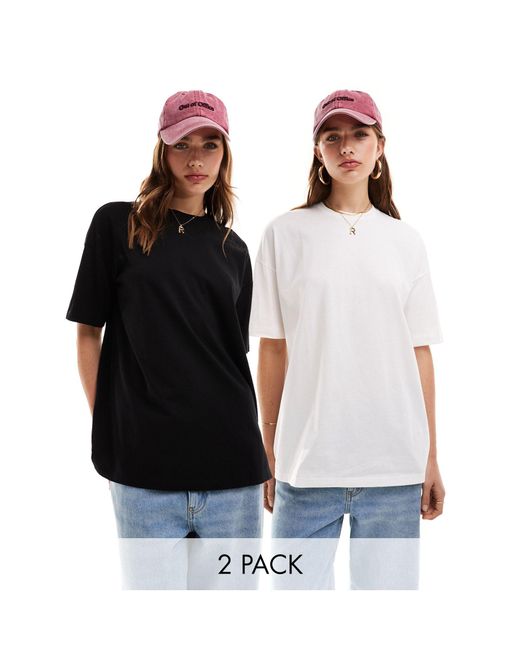 Miss Selfridge Black Oversized T-shirt 2 Pack