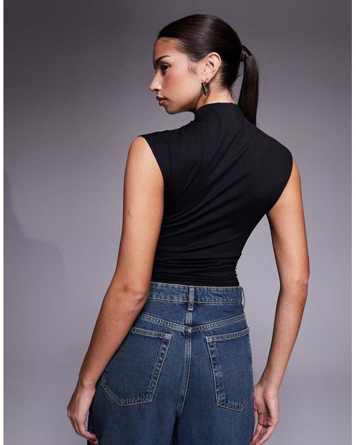 GOOD AMERICAN Blue Weightless Sculpting Sleeveless High Neck Bodysuit