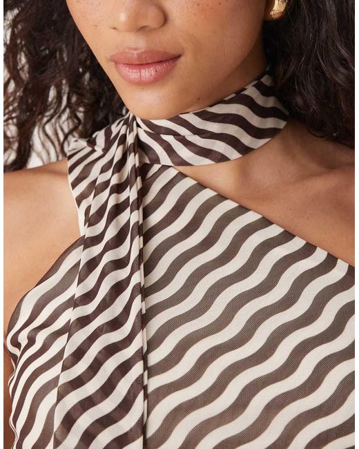ASOS Multicolor Mesh One-shoulder Scarf Detail Top