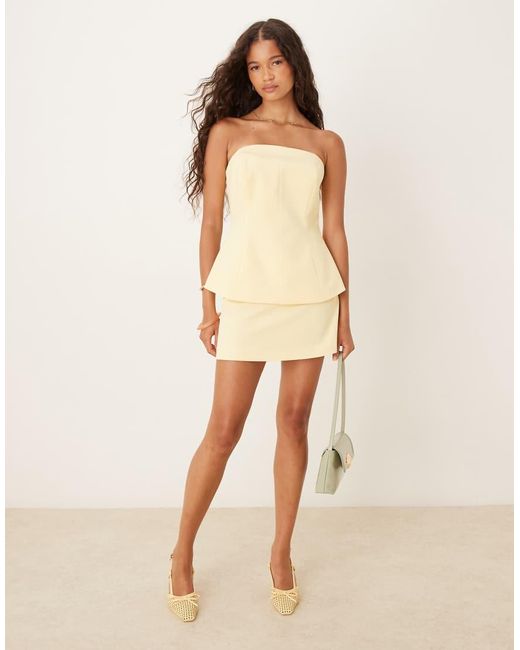 ASOS Natural Tailored Bandeau Cinch Peplum Top