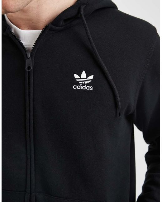 Adidas Originals Black Trefoil Essentials Full Zip Hoodie