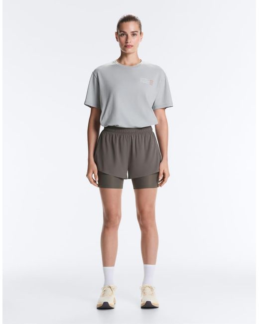 Oysho Gray Mid Rise 2-in-1 Technical Shorts