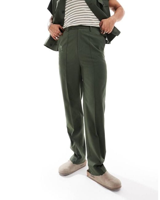 ASOS Green Smart Co-ord High Waist Straight Trouser for men