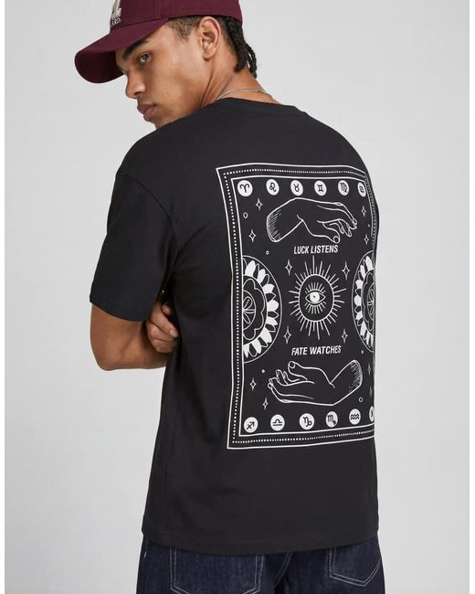 Jack & Jones Black Oversized T-shirt With Zodiac Back Print T-shirt for men