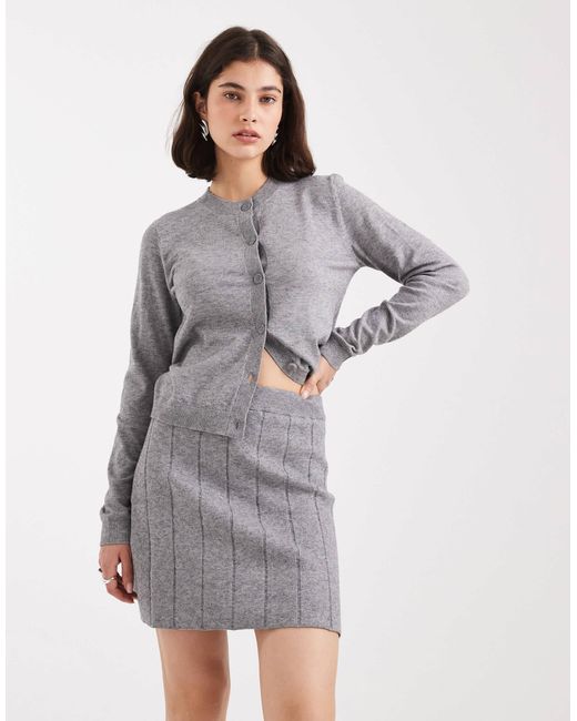 Object Gray Fine Gauge Knitted Mini Skirt Co-ord
