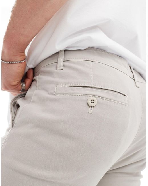 Pantalon chino skinny - taupe délavé ASOS pour homme en coloris White