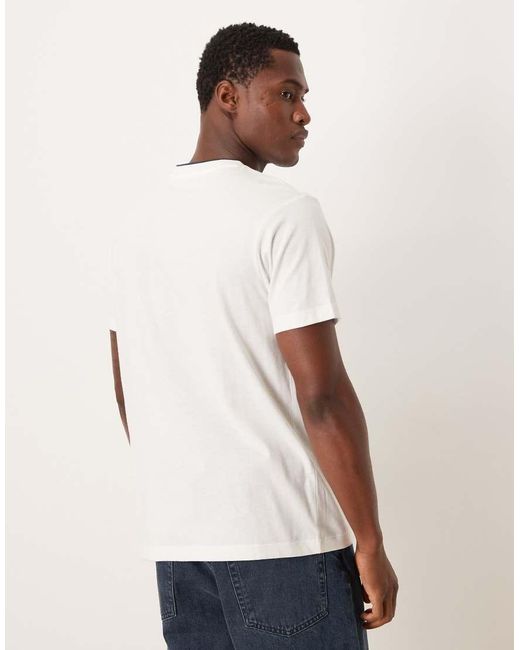 ASOS White Regular Fit T-shirt With Tipped Neck And Text Embroidery for men