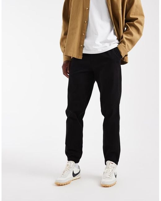 Jack & Jones Black Slim Fit Cuffed joggers for men