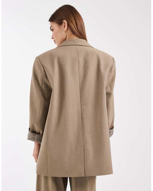ASOS Natural Oversized Strong Shoulder Blazer