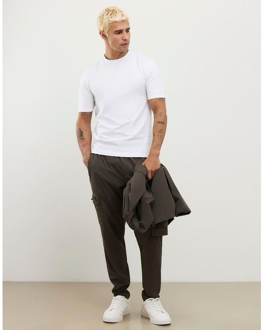 River Island White Muscle Fit Stretch T-Shirts 3 Pack for men