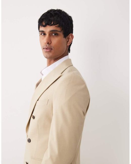 ASOS Natural Skinny Double-breasted Suit Jacket for men