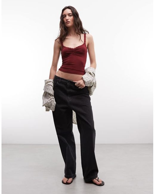 Collusion Red Lace Trim Cami Top