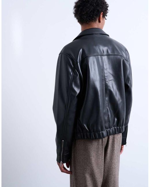 Topman White Soft Faux Leather Jacket for men